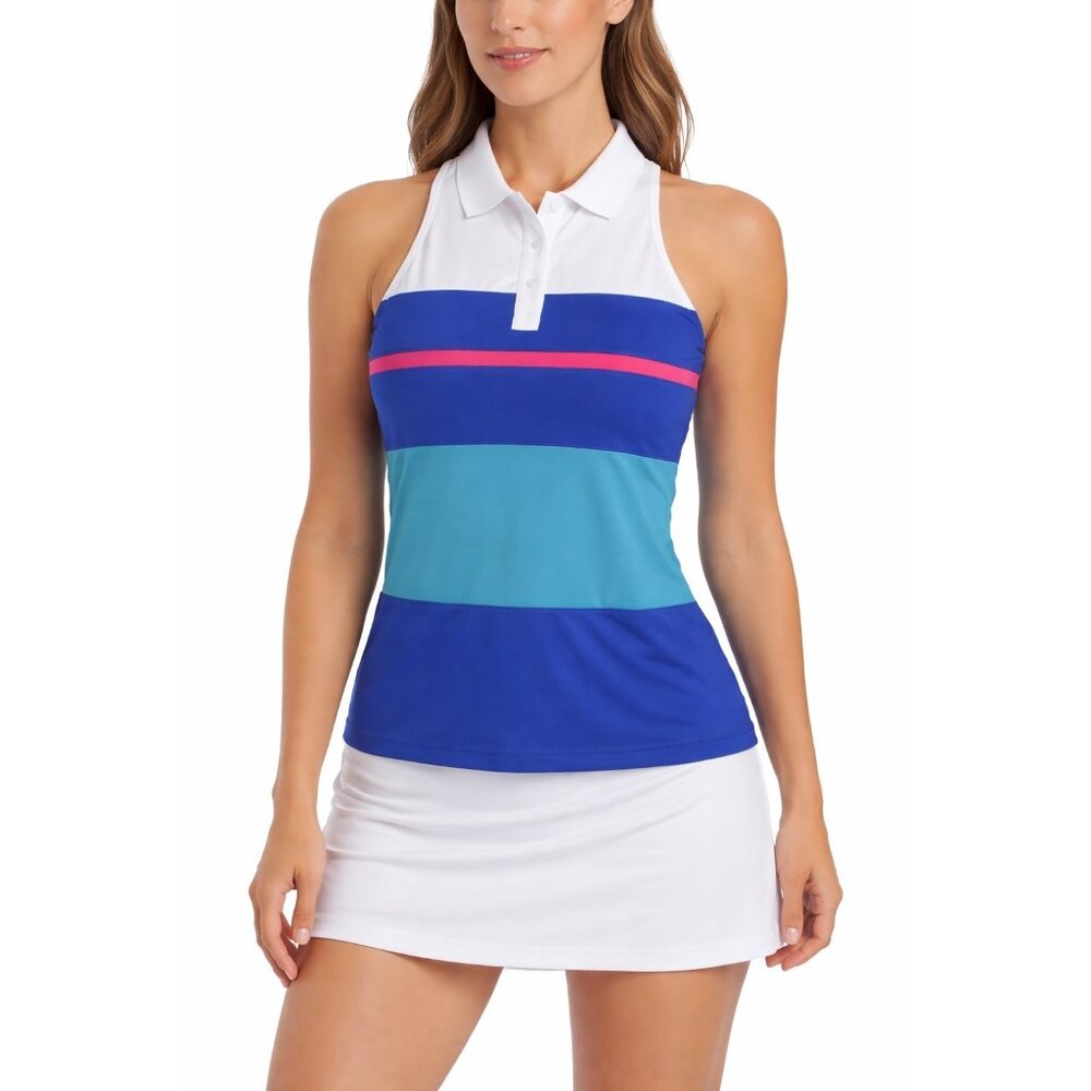 Fila Sleeveless Golf Polo Tank Built-in Bra Colorblock M